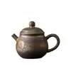 Tetera de Cerámica Rugosa Juego de Té Kung Fu Esmalte de Hierro Dorado Cerámica Cerámica Japonesa Retro Tetera Individual Tetera Retro de Gama Alta Se Puede Mantener
