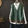 Colete feminino estiloso em camadas, novo modelo outono 2026, de tricô estilo coreano, colete de algodão com decote V moderno e chique