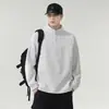 Sudadera retro americana para hombre con media cremallera y cuello alto, chaqueta deportiva casual holgada de moda para primavera con mangas largas