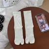 Calcetines finos blancos de verano para mujer con dedos separados, calcetines grises hasta la mitad de la pantorrilla, calcetines de estilo ballet japonés con dos dedos, calcetines de malla