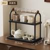 Estante de Almacenamiento de Tazas Antiguo Estante de Almacenamiento de Tazas de Agua de Escritorio Bandeja de Té para Mesa de Comedor Hogar de Doble Capa Escurridor Soporte para Tazas