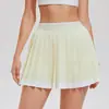 Falda Corta Deportiva Plisada Casual Estilo Coreano Transfronteriza para Mujer, Falda Pantalón de Tenis de Secado Rápido Dos en Uno, Falda Corta Anti-Exposición para Fitness de Verano