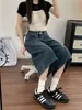Calça Jeans Capri Vintage de Perna Larga para Mulheres, Novo Estilo de Verão, Tamanho Grande, Caimento Solto, Valoriza o Corpo em Formato de Pera, Calça Reta