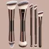 Venta Caliente Transfronteriza Cepillo de Maquillaje de Doble Punta Set Completo Cepillo Pequeño Tipo Almohada para Base de Maquillaje Cepillo para Rubor Cepillo para Polvos Sueltos Cepillo de Maquillaje Color Café Herramientas