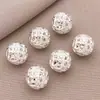 Zirconia que Conserva el Color Bola Hueca Chapada en Cobre con Plata Gruesa Cuentas Espaciadoras de Oro Real de 18 Quilates Cuentas Redondas Accesorios para Joyería Artesanal Pulseras Collares