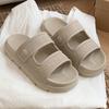 Sandalias de Playa Estilo Ins para Mujer, Vacaciones de Verano en la Costa, Chanclas Planas Casuales de Doble Tira para Exteriores con Suela Gruesa que Aumenta la Altura