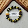 Pulsera de Grano de Café de Cerámica Jingdezhen, Refrescante y que no se decolora, Joyería de Alta Gama para Mujer, Accesorio Versátil de Nuevo Estilo Chino, Mayoreo