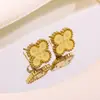 Acero de Titanio Chapado en Oro Transfronterizo Más Vendido Acero Inoxidable Pulsera, Collar, Anillo y Pendientes de Trébol de Cuatro Hojas Conjunto Fábrica al por Mayor