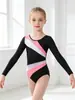 Nuevo maillot de baile y gimnasia para niñas transfronterizo, mono de práctica de cheerleading de secado rápido, alta elasticidad, empalmado, manga larga y manga corta