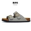 Maburon Primavera y Verano Retro Perezoso Planos Cuero Mate Birkken Corcho Pantuflas Una Palabra Altura Aumentada Playa Birkken Medias Pantuflas