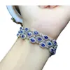 Venta al por mayor de fábrica Popular Pulsera de Zafiro Natural Plata S925 Incrustada Piedra Principal 4*6 Joyería de Lujo Venta Directa de Fábrica