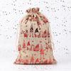Bolsa de Algodão para Natal com Estampagem a Quente Transfronteiriça Véspera de Natal Saco de Presente do Papai Noel Cordão Cordão Saco de Presente de Natal