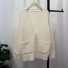 Cárdigan de Punto Gris Nueva Colección Primavera 2025 Estilo Coreano Holgado y Versátil Suave como la Cera Chaqueta Suéter para Mujer de Moda