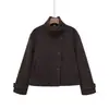 Bestseller transfronterizo de AliExpress: Colección nueva primavera 2026, chaqueta corta de un solo color para mujer, de botones, manga larga, cuello mao, 6318293