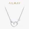 Collar de plata s925 con forma de corazón de microdiamantes para mujer, estilo coreano, con colgante de amor hueco, cadena de clavícula Cyber Celebrity para niña.