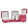 Joyero redondeado de cuero sintético, caja para anillos, pulseras, collares, exhibición de joyas, embalaje de joyas, caja para relojes, caja de embalaje