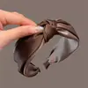 Moda Transfronteiriça Nova Faixa de Cabeça Listrada Simples Tendência Versátil Carta Larga com Nó Acessório de Cabelo para Exterior