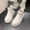 Botas de Nieve para Mujer 2026 Estilo Nuevo Cómodas de Suela Gruesa Forradas de Borrego Cálidas de Cuero y Piel Integradas Botines Cortos sin Cordones Zapatos de Algodón para Mujer