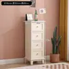 Gabinete Lateral Ultradelgado, Gabinete de Almacenamiento Estilo Cajón Retro, Gabinete de Almacenamiento Tipo Cajón Multicapa, Gabinete de Almacenamiento Pequeño de Madera Maciza