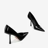 Zapatos de Tacón de Aguja Sexy Versátiles Puntiagudos 2025 Principios de Primavera Tacones Altos Nuevo Charol Zapatos Planos de Moda Boca Baja Elegante Zapatos de Mujer