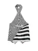 Moda Feminina 2026 Novo Estilo de Exportação Transfronteiriça: Top Halter Listrado Preto e Branco em Contraste de Cores e Calça de Cintura Alta com Listras Verticais e Pernas Largas