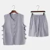 Traje Tang de primavera e outono para homens e jovens, traje masculino de estilo chinês, traje de algodão e linho, traje étnico, traje chinês, conjunto de duas peças