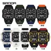 Reloj Electrónico Marca Sanda para Estudiantes, Multifuncional Creativo Cuadrado de Tres Zonas Horarias con Cronómetro, Luminoso, Resistente al Agua, Pantalla Dual