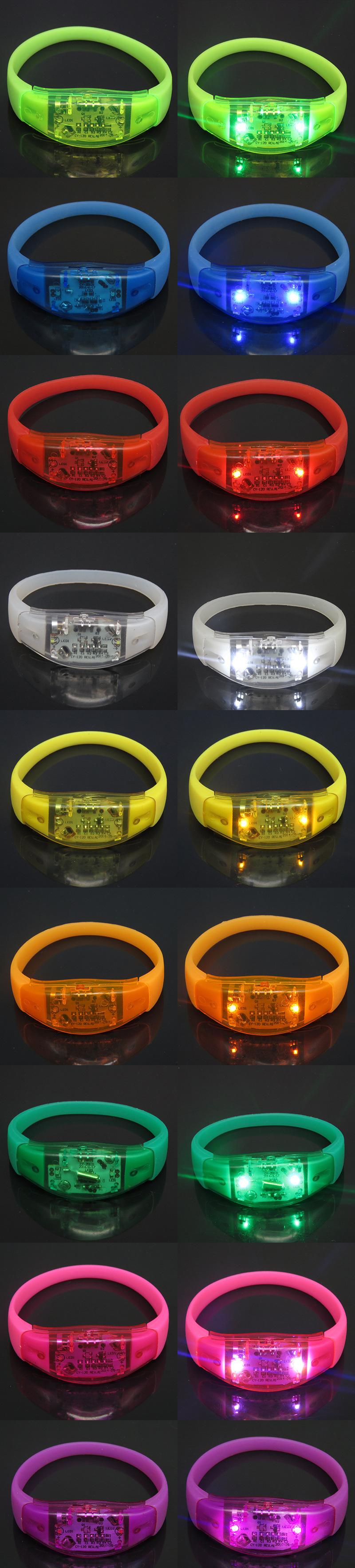 led声控手环 硅胶发光手环 震动感应按键ABS闪光手镯活动道具批发