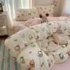 Juego de Ropa de Cama de Gasa de Doble Capa Clase A para Niños de Cuatro Piezas Modelo Nuevo 2025 Funda de Edredón Individual para Dormitorio Estudiantil Juego de Tres Piezas 3