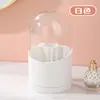 Caja de Almacenamiento Giratoria para Cosméticos Almacenamiento de Brochas de Maquillaje Portalápices Tocador Escritorio Estante de Almacenamiento Transparente a Prueba de Polvo con Tapa