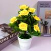 Suministro Directo de Fábrica de Plantas Artificiales en Maceta, Rosas, Perfumes, Lirios, Flores Falsas, Plantas Verdes, Adornos Florales Simulados con Decoración de Maceta