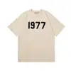 Marca de Tendencia Transfronteriza Fog Multilínea 1977 Cuello Redondo Manga Corta Esenciales Letra High Street Holgada Camiseta para Hombres y Mujeres Parejas