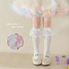 Botas Calcetines de Encaje de Algodón para Niñas Calcetines Finos de Felpa Primavera y Verano Estilo Lolita Ballet Calcetines de Princesa con Lazo