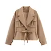 Para Exportación Transfronteriza Spot 2025 Verano Nuevo Chaqueta Superior Casual para Mujer Color Sólido Bolsillo de Solapa Estéreo Decorado con Cinturón