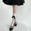 Lolita de Verano Chica Japonesa Quiere Viento Lazo Blanco Medias de Corte Arbitrario Calcetines Infantiles Hasta la Rodilla
