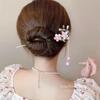 Accesorios para el cabello con flores antiguas para mujer, horquilla para el cabello con flor de cerezo de primavera y verano, horquilla con borlas para caminar Hanfu de alta calidad, horquilla para el cabello, horquilla para cheongsam