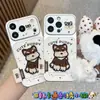 Funda para Teléfono con Etiqueta de Cachorro Bordada Compatible con iPhone 16 Pro Max Funda para Teléfono Apple 17 Funda de Transformación Instantánea Galvanizada