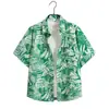 Camisa Floral Hawaiana de Manga Corta Unisex Camisa de Playa con Mangas de Tres Cuartos Talla Grande Atuendo de Pareja para Vacaciones en la Playa Camisa Floral