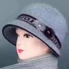 Sombreros para Mujeres de Mediana Edad y Mayores, Sombreros de Pescador de Punto de Pelo de Conejo para Otoño e Invierno, Sombreros de Abuela, Sombreros de Lana con Forro de Felpa para Mujeres Mayores