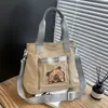 Bolsa de Mão Nova Estampada de Desenho Animado Transfronteiriça para Mulheres Japonesa Fofa Grande Capacidade Estilo Faculdade Versátil Bolsa de Ombro Transversal