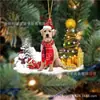 2022 Nuevo Producto Transfronterizo Creativo Adornos Navideños de Perro y Muñeco de Nieve Regalos de Navidad Adornos Planos de Acrílico para Coche