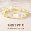Pulseira de coelho verde branco imitação jade natural Hetian Pulseira de coelho feminina verão luxo leve ins minoria Jade cordão de mão
