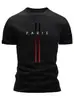 Camiseta Deportiva Multipaquete de Talla Europea Transfronteriza, Cuello Redondo, Secado Rápido, Manga Corta, Transpirable y Absorbente de Sudor, Diseño Estampado de París, Corte Regular