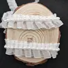 Popular Gasa de Doble Capa con Encaje Fruncido DIY Vestido de Boda Hanfu Textiles del Hogar Accesorios de Encaje Cinta de Perlas