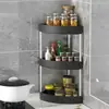 Estante de esquina para encimera de cocina, instalación sin taladro, estante triangular de esquina de pared semicircular para almacenar botellas y frascos de especias