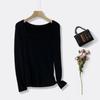 Suéter de Punto Integrado Sin Costuras Calibre 18 para Mujer, Nuevo Otoño e Invierno 2025, Cuello en U, Camiseta Base 100% Lana Pura