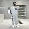 Conjunto de Moletom com Patchwork Casual Esportivo para Meninos Tamanho Médio e Grande Crianças Nova Coleção Primavera e Outono Calça Jogger Solta Crianças Roupas Infantis