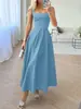 Vestido de Noite com Alça Fina Estilo Europeu e Americano Amazon 2026 Novo Modelo Festa de Aniversário Elegante Longo Vestido de Cetim