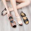 Sandalias para Mujer Tallas Grandes 2022 Verano Nuevas de Goma y Plástico con Velcro Planas para Personas de Mediana Edad y Mayores Suela Suave Sandalias para Suegra Zapatos de Madre