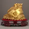 Adorno de Sapo Dorado de Cobre para Atraer la Fortuna, Sapo Dorado de Tres Patas para Decoración del Hogar, Decoración de Sala de Estar, Oficina, Gabinete de Vino, Regalo de Inauguración de Tienda